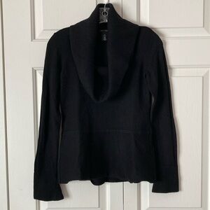 WHBM black cowl neck peplum sweater